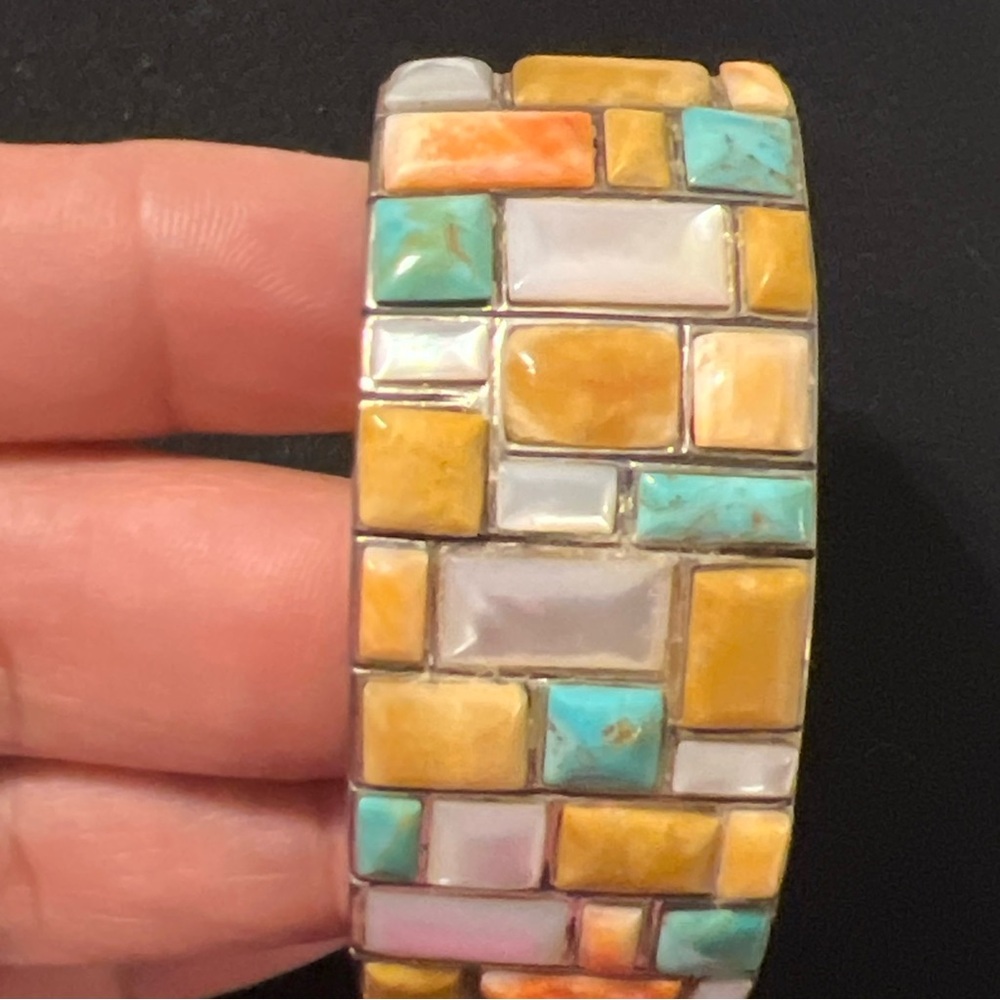 Colorful vtg Mosaic Cuff Bracelet
